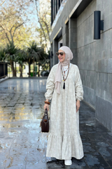 Linen v splash dress