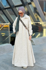 Pattern shirt linen dress