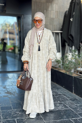 Linen v splash dress