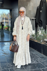 Linen v splash dress