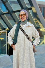 Pattern shirt linen dress