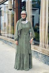 Round olive dress