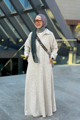 Pattern shirt linen dress