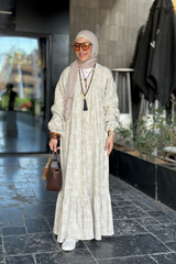 Linen v splash dress