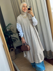 Balloon top with poplin shirt