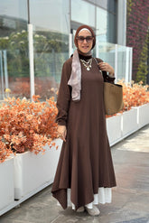 Asymmetric brown dress