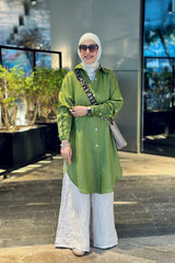 Olive Linen Long shirt