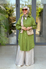 Olive Linen Long shirt