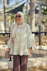 V Embroidery mint Blouse