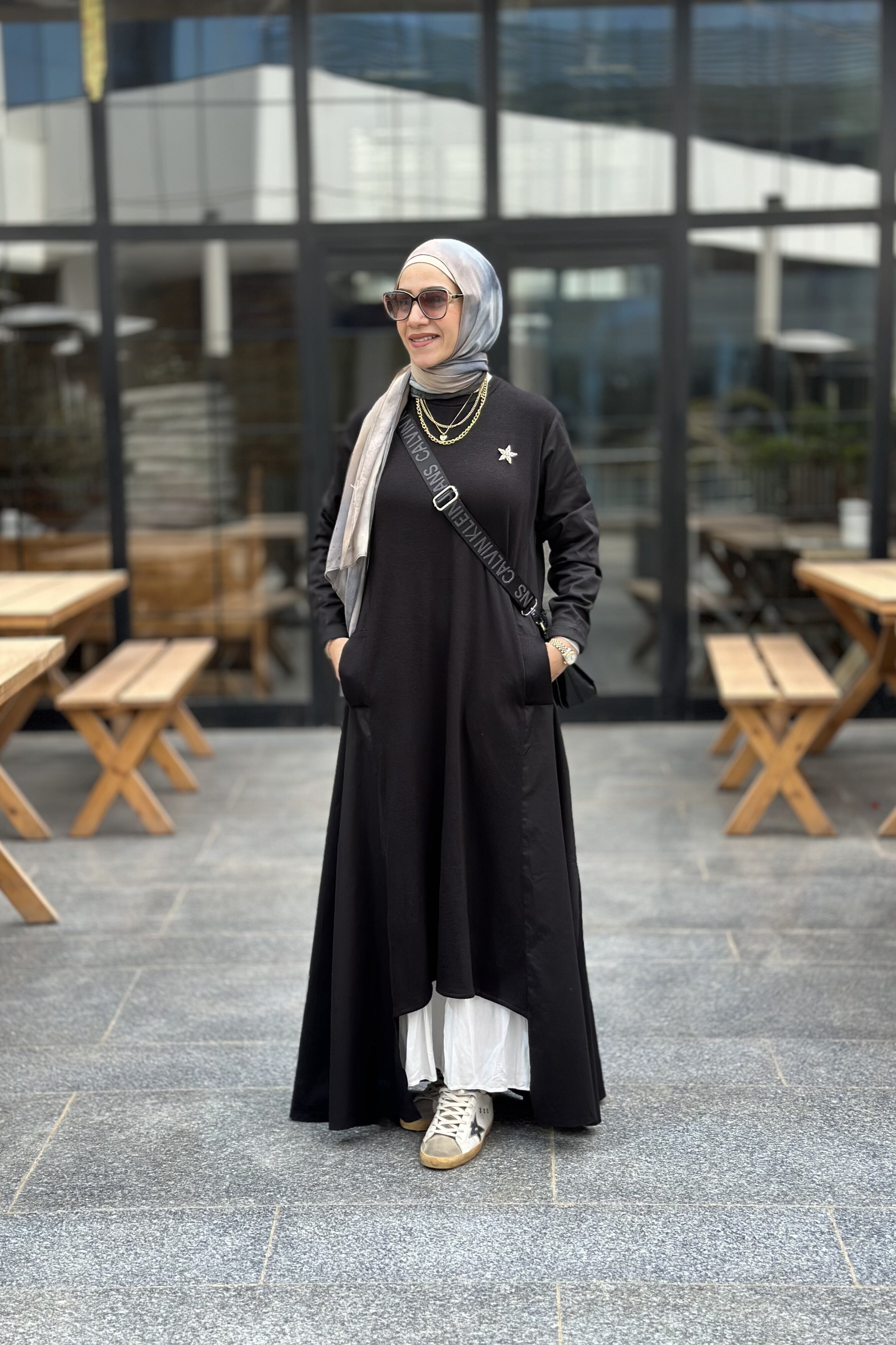 Poplien dress with cashmere