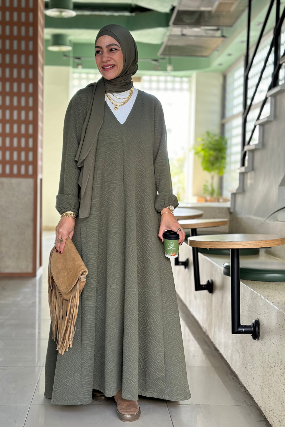 V Neck Jackare Dress