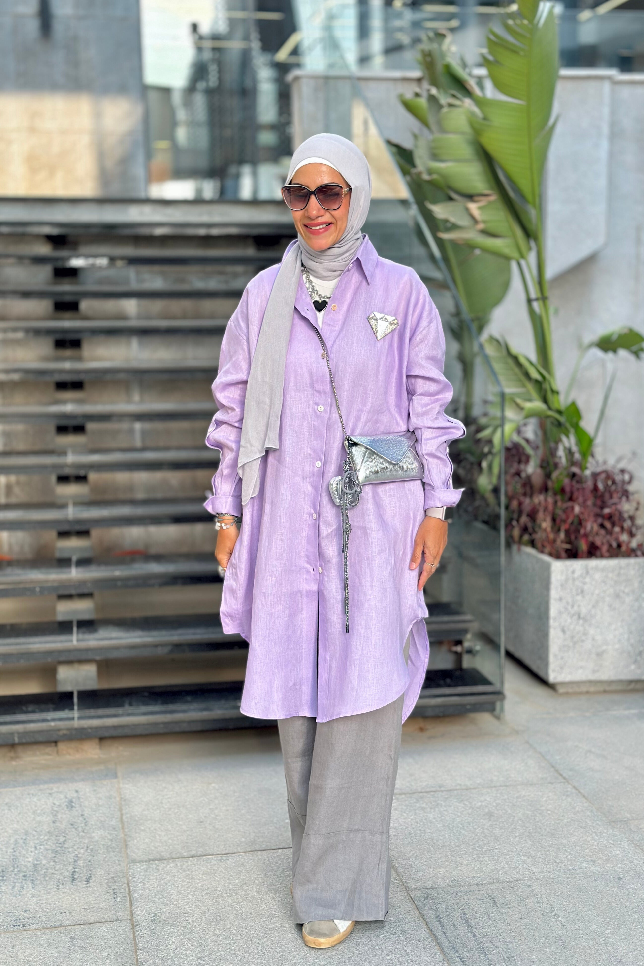 Lavender  Linen Long shirt