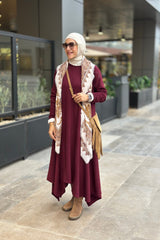 High and low sleeves burgandy