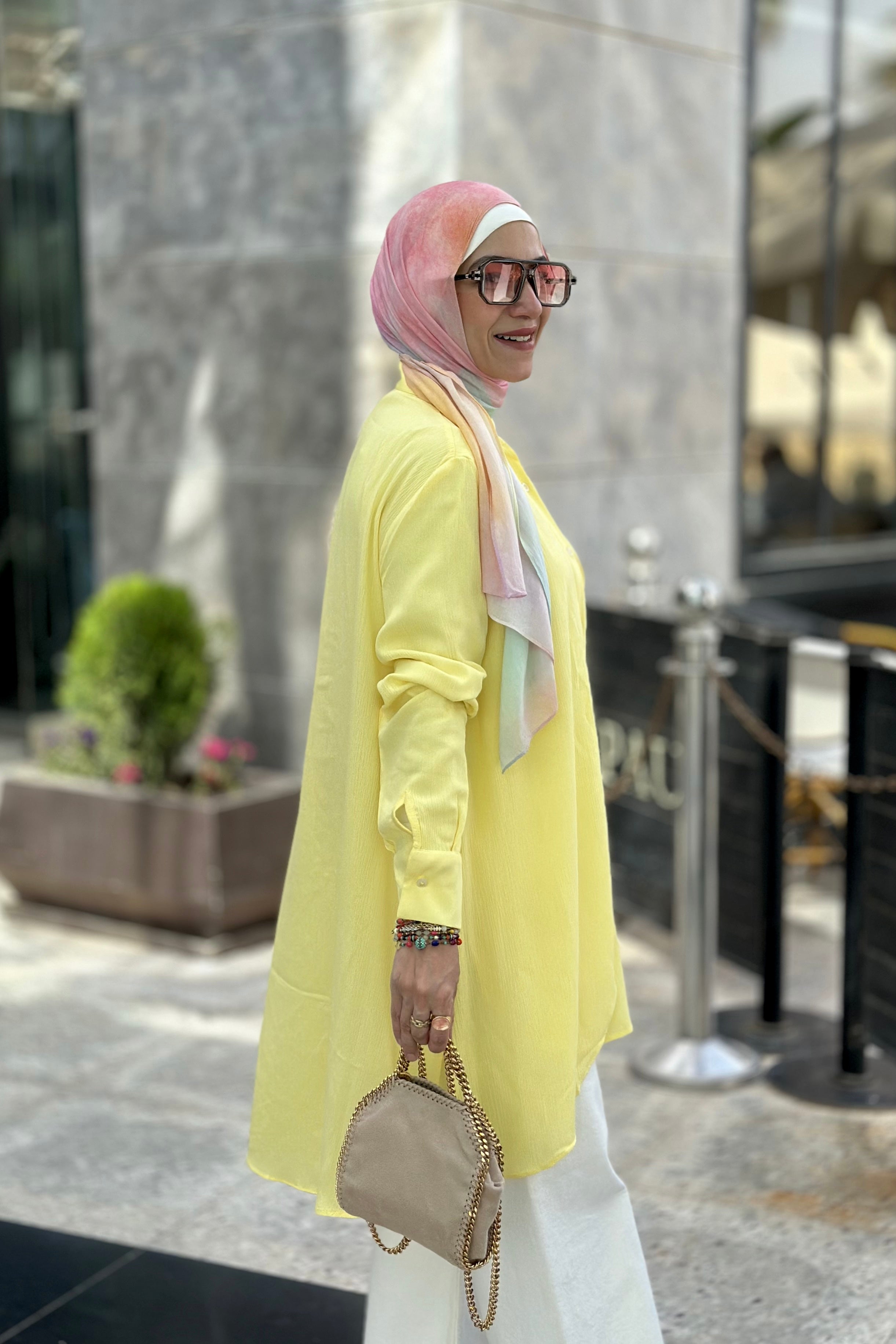 Double layer yellow shirt