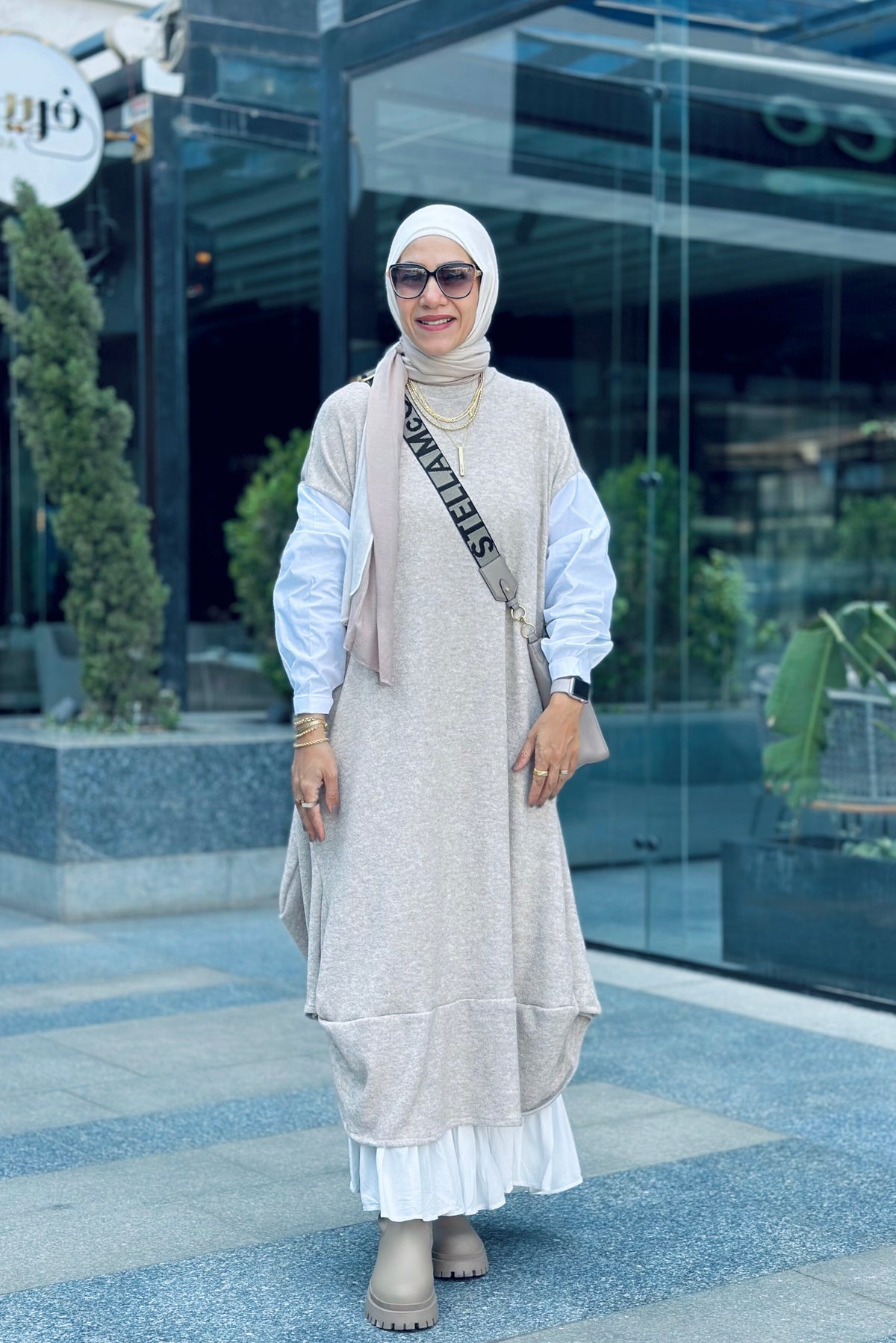 Balloon top with poplin shirt