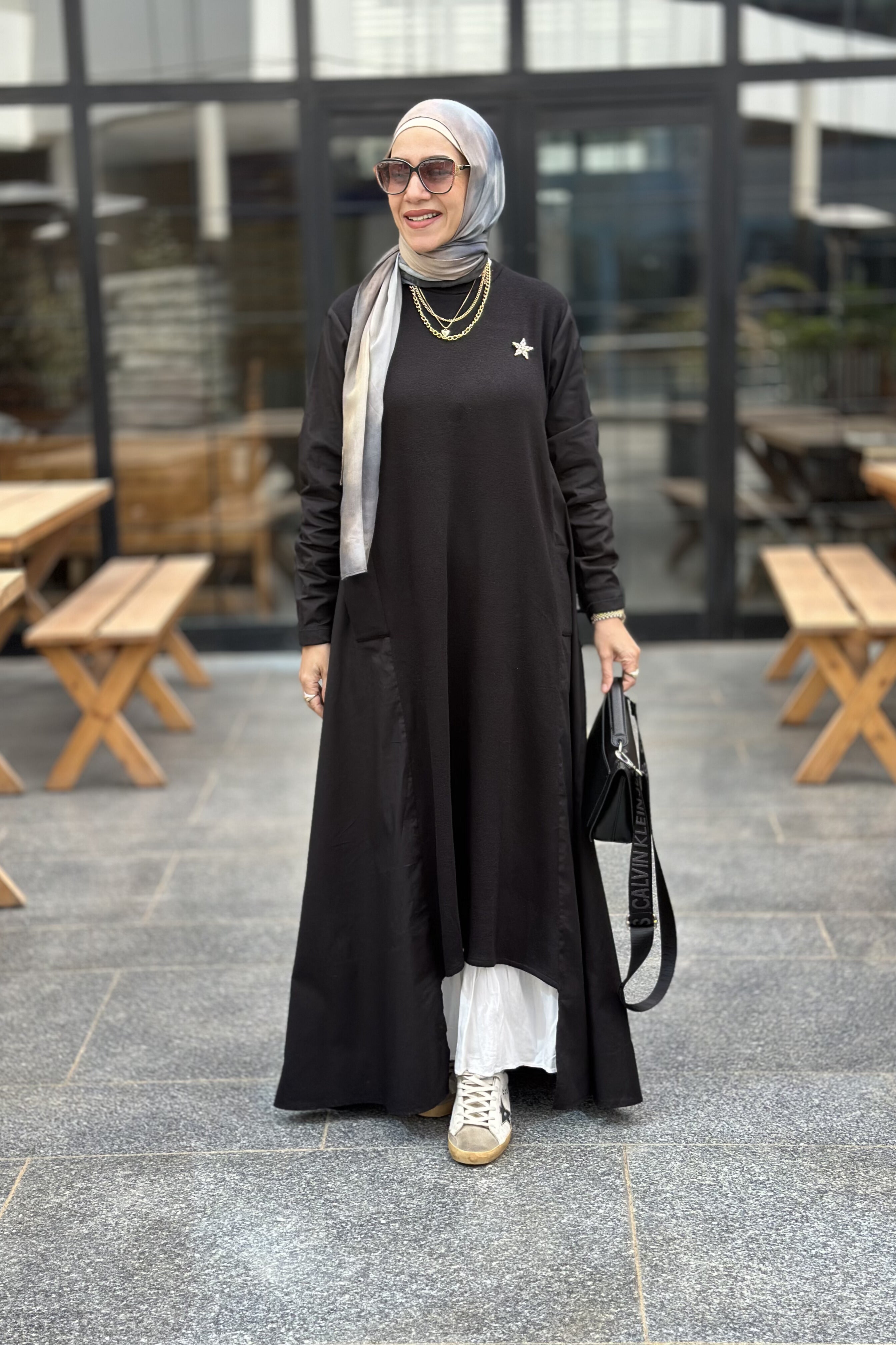 Poplien dress with cashmere