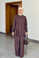 Brown linen SET fitted