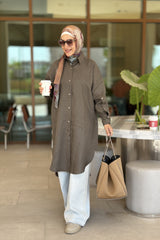 Chocolate  Linen long shirt