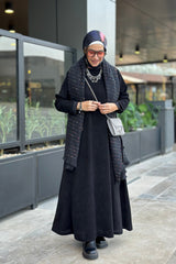 Black Solid Crew neck dress