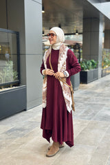 High and low sleeves burgandy