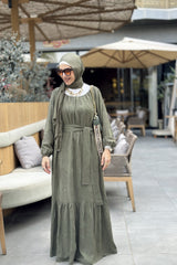 Round  olive dress