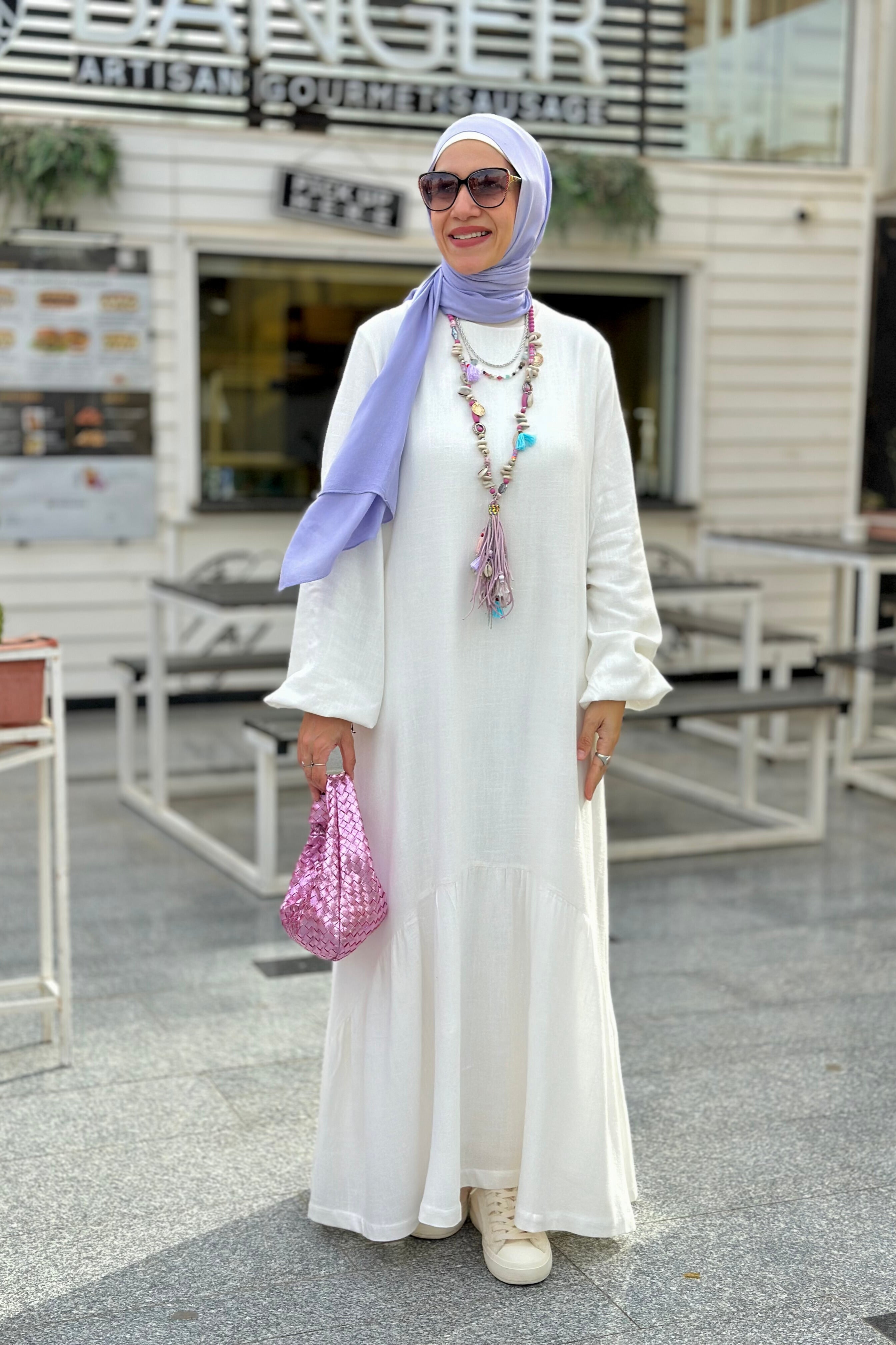 Asymmetric OFF White dress