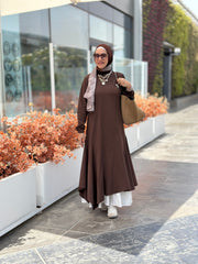 Asymmetric brown dress