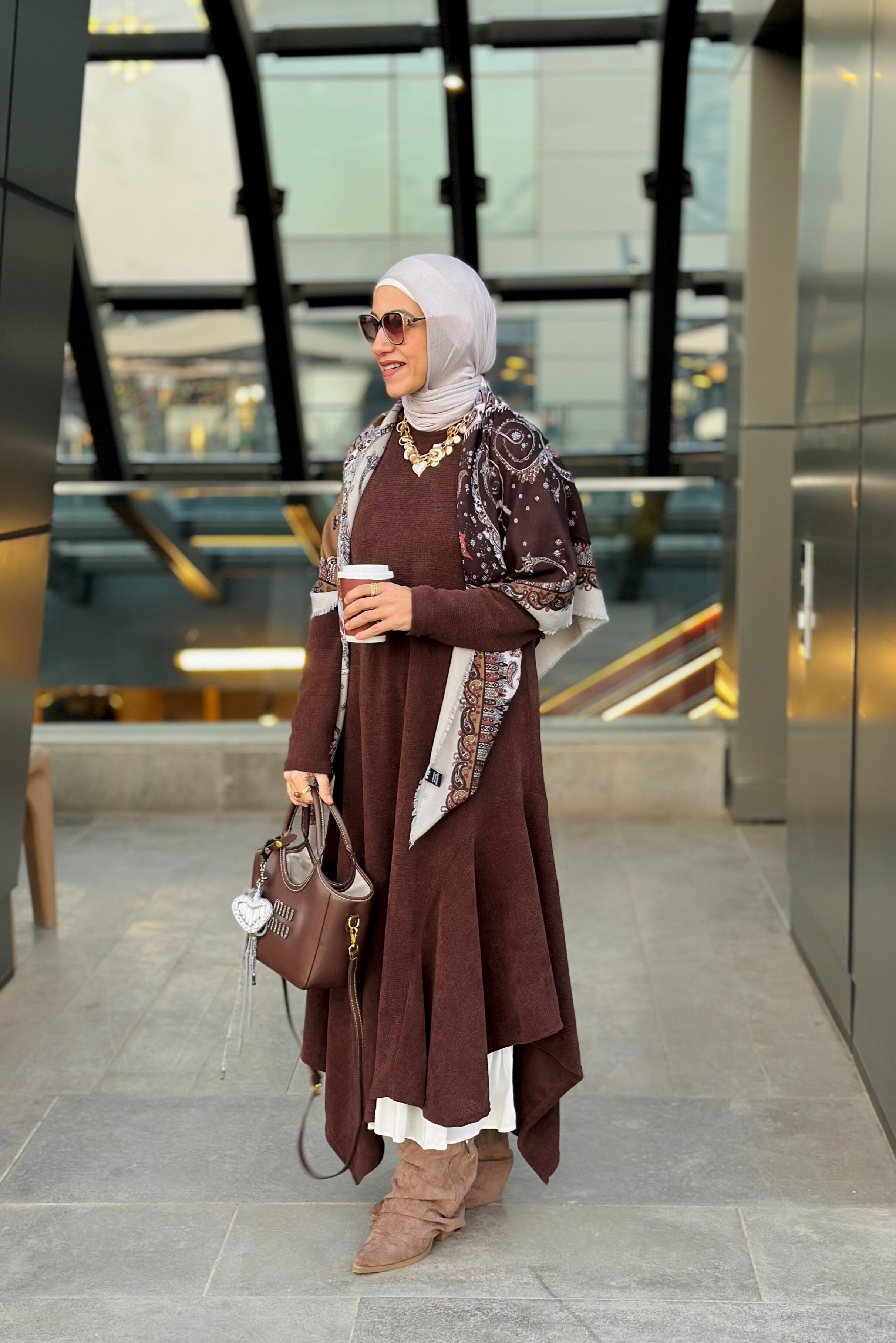 High & Low Brown dress
