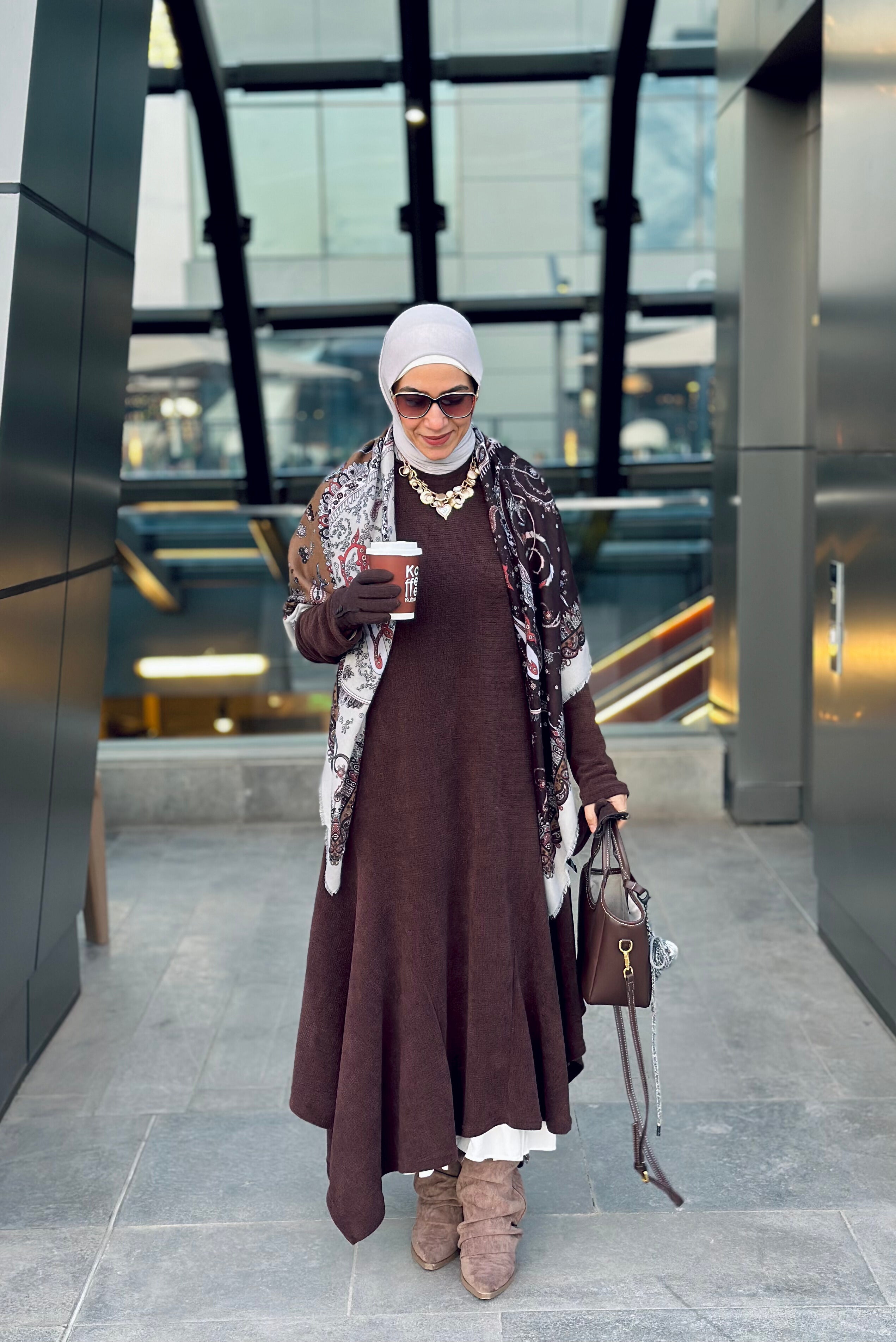 High & Low Brown dress