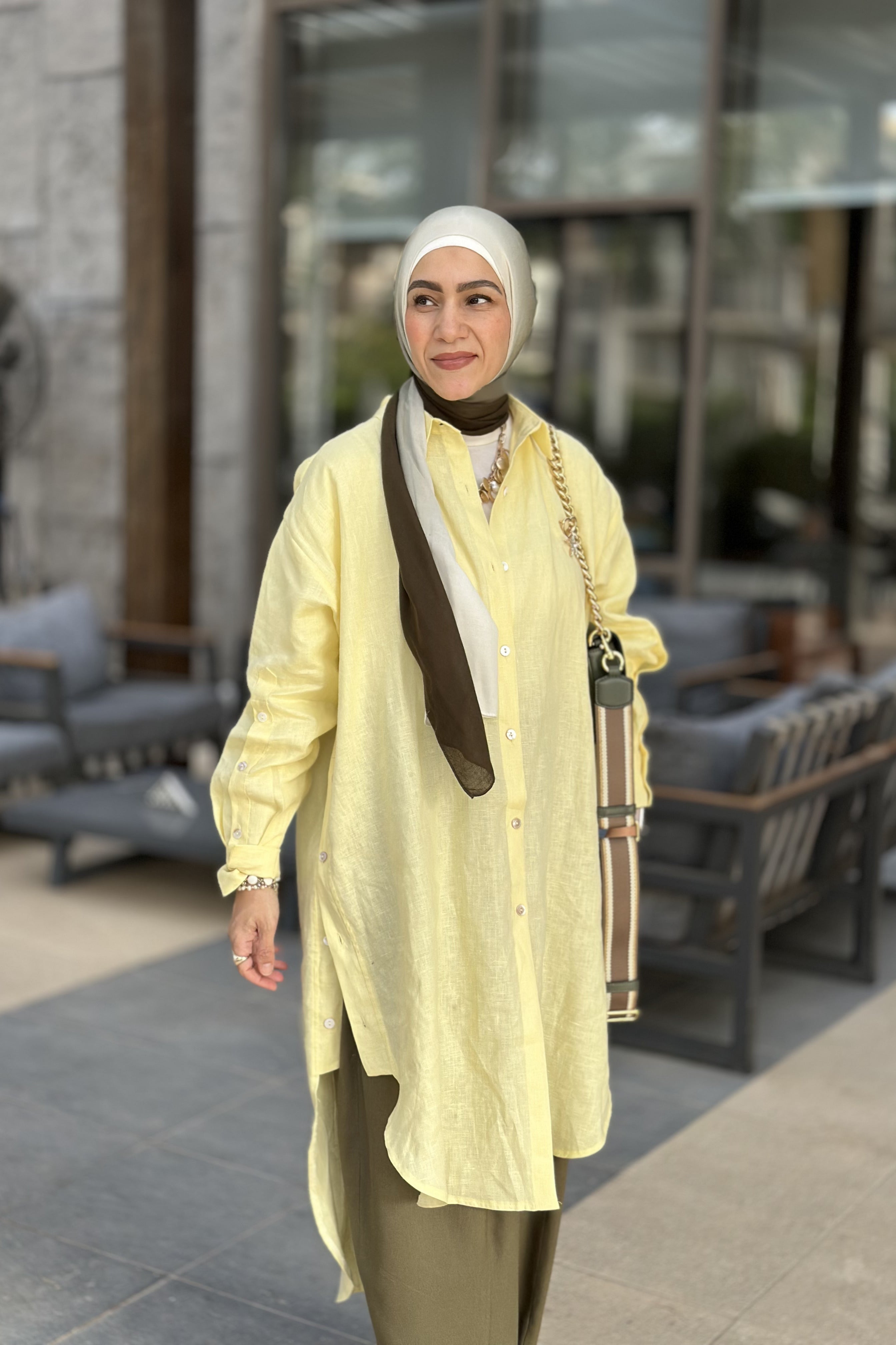 Long Yellow linen shirt