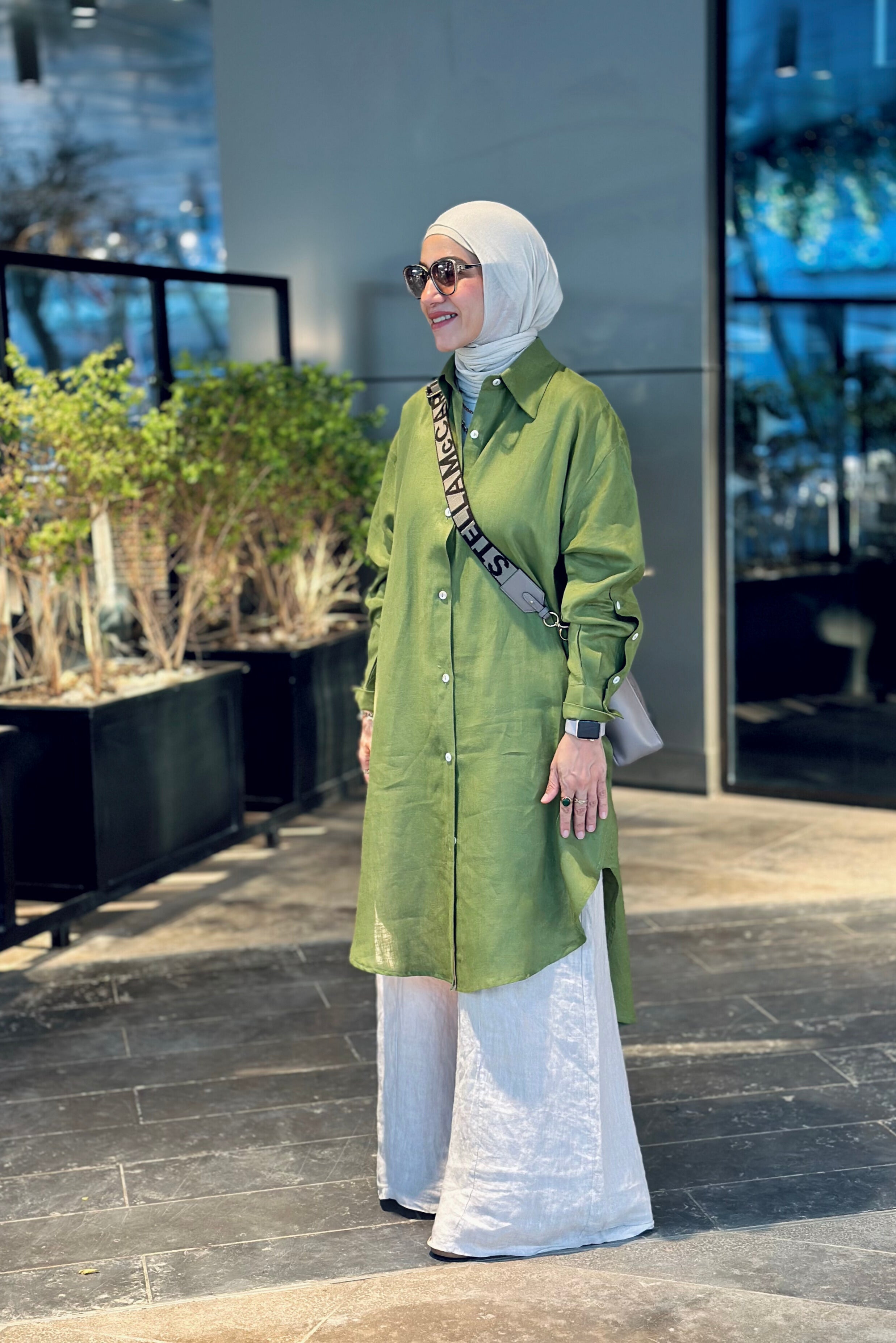 Olive Linen Long shirt