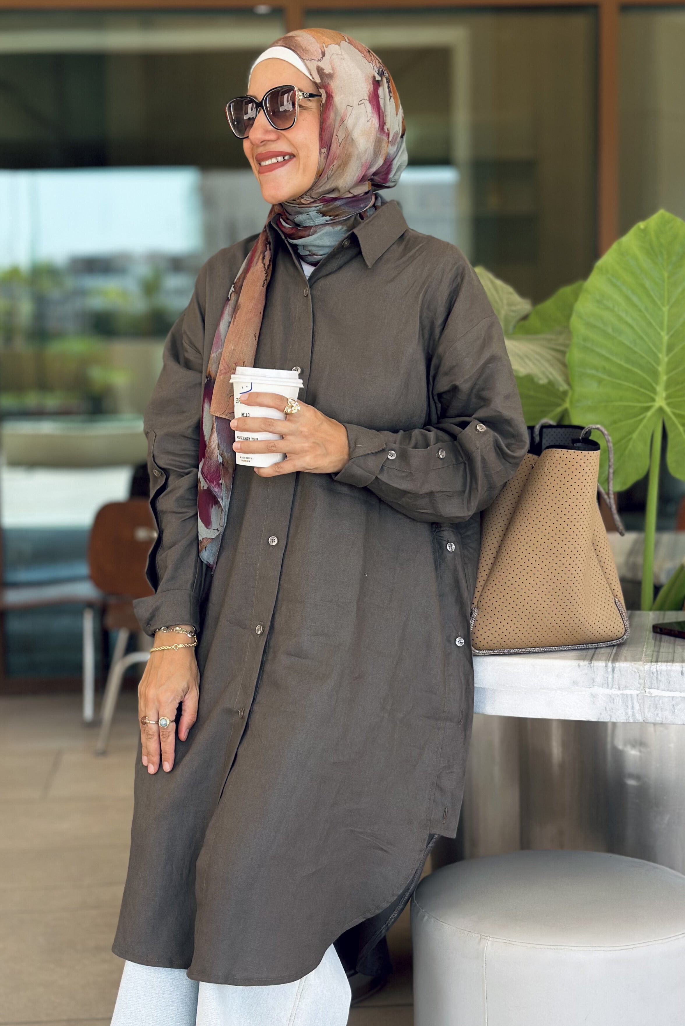 Chocolate  Linen long shirt