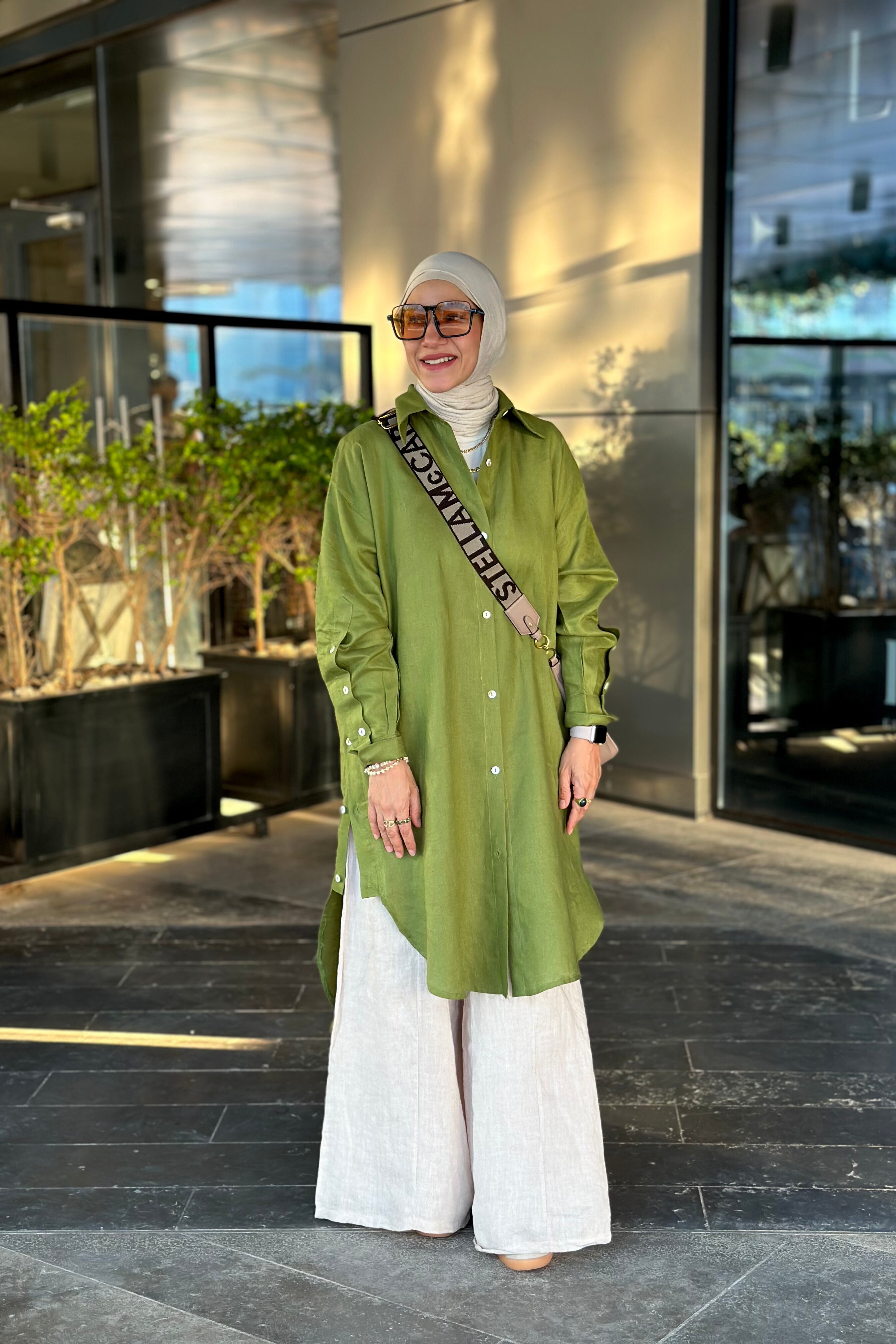Olive Linen Long shirt